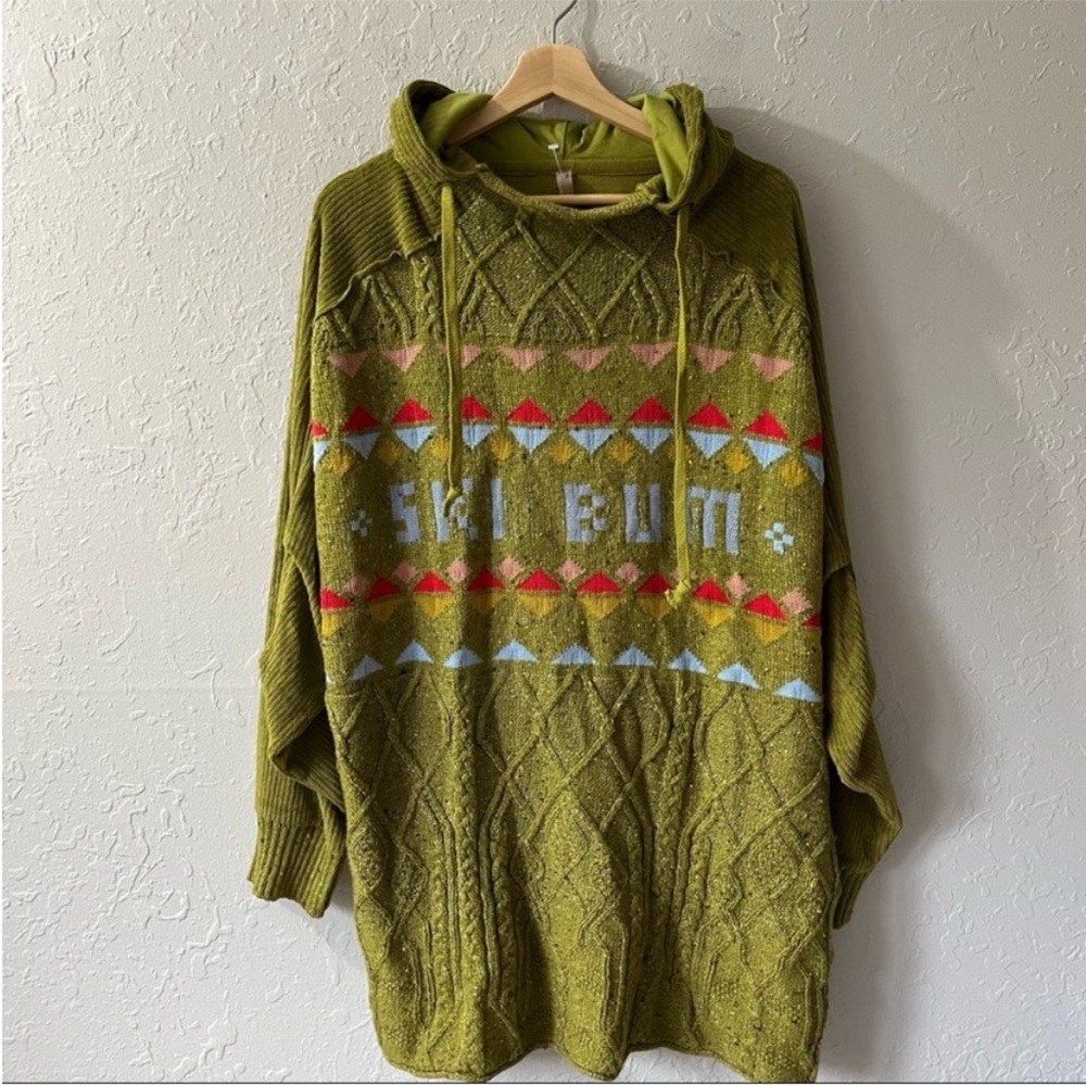 NEW Free People Ski Bum Knit Pullover Hoodie L - Picture 2 of 9